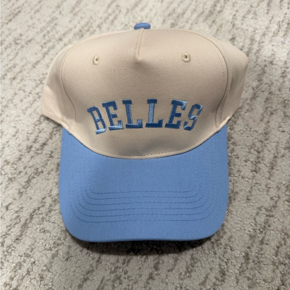 BELLES Embroidered Two-Tone Baseball Cap - Cream & Light Blue